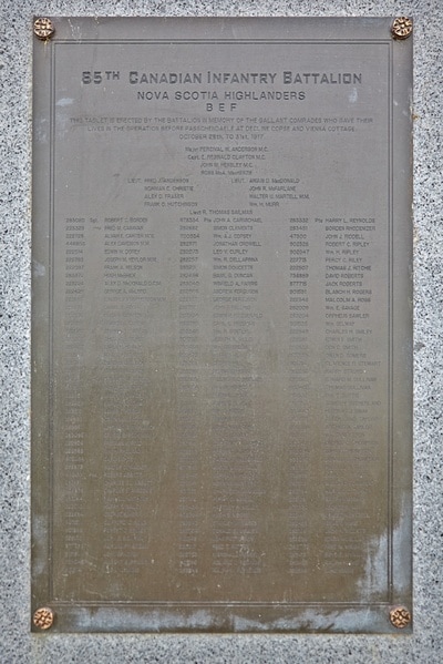 The 85th Battalion (Nova Scotia Highlanders) Memorial