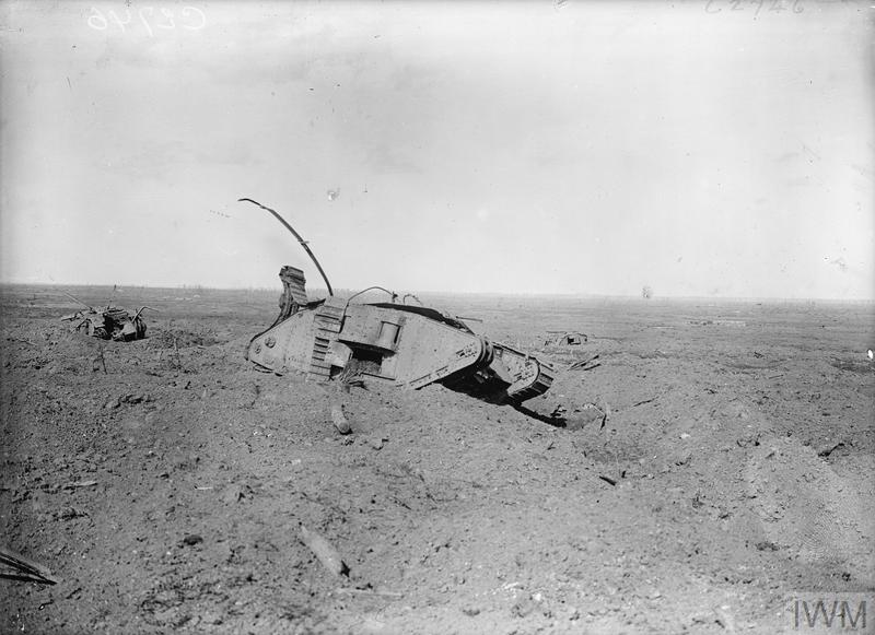 Three derelict British tanks abandoned east of Zillebeke in 1917.© IWM (Q 3230)